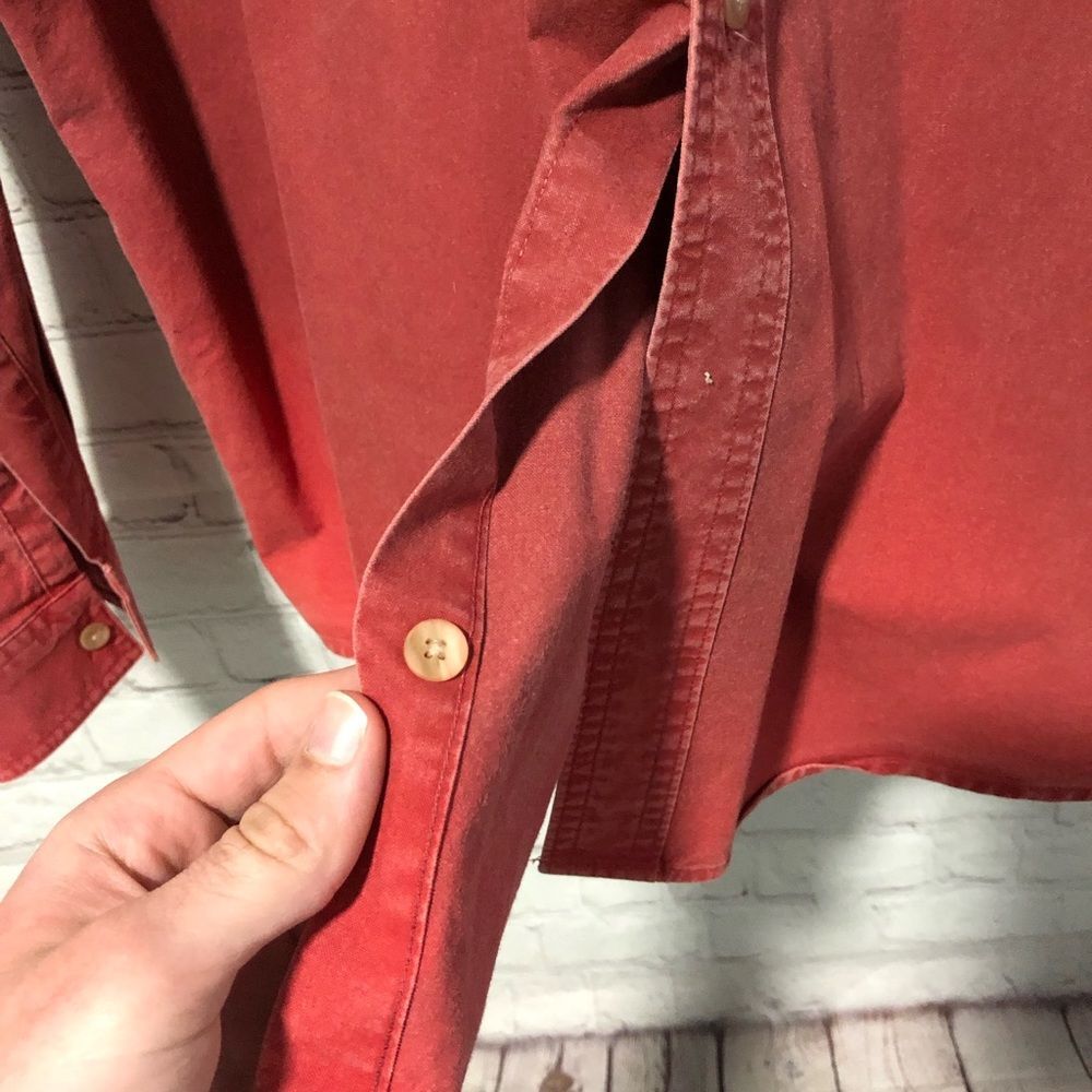 L.L. Bean Red Long Sleeve Button Up Men's Sz XXL - Picture 7 of 8